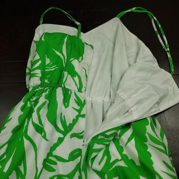 Lilly Pullitzer for Target Womens XS Jumpsuit Green White Tropical Fully Lined‎ - Picture 10 of 11